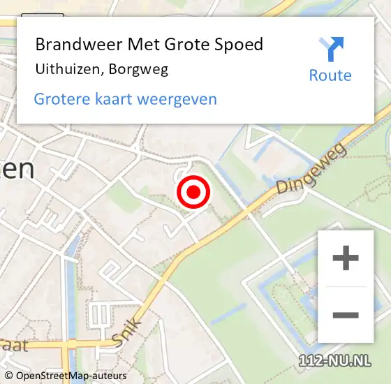 Locatie op kaart van de 112 melding: Brandweer Met Grote Spoed Naar Uithuizen, Borgweg op 20 september 2022 15:07