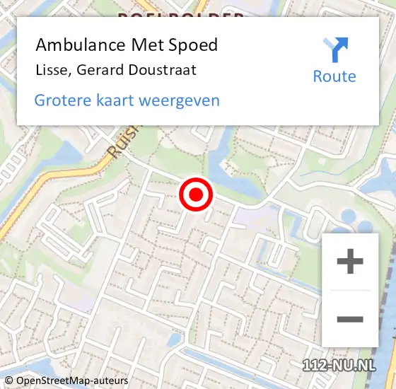 Locatie op kaart van de 112 melding: Ambulance Met Spoed Naar Lisse, Gerard Doustraat op 20 september 2022 15:11