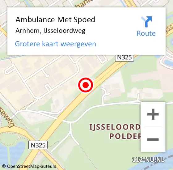 Locatie op kaart van de 112 melding: Ambulance Met Spoed Naar Arnhem, IJsseloordweg op 20 september 2022 15:43