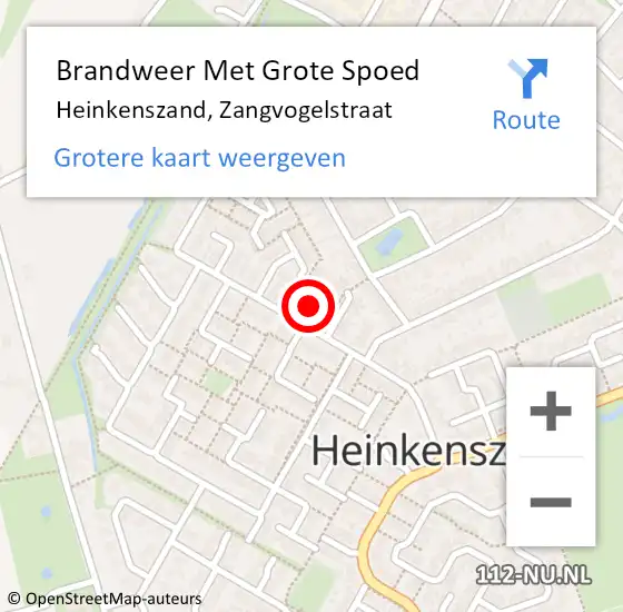 Locatie op kaart van de 112 melding: Brandweer Met Grote Spoed Naar Heinkenszand, Zangvogelstraat op 20 september 2022 16:11