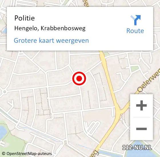 Locatie op kaart van de 112 melding: Politie Hengelo, Krabbenbosweg op 20 september 2022 16:17