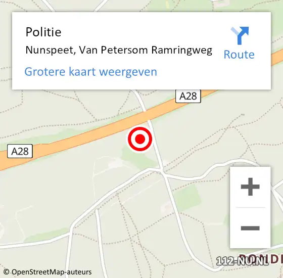 Locatie op kaart van de 112 melding: Politie Nunspeet, Van Petersom Ramringweg op 20 september 2022 16:56