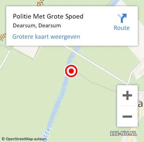 Locatie op kaart van de 112 melding: Politie Met Grote Spoed Naar Dearsum, Dearsum op 20 september 2022 17:24
