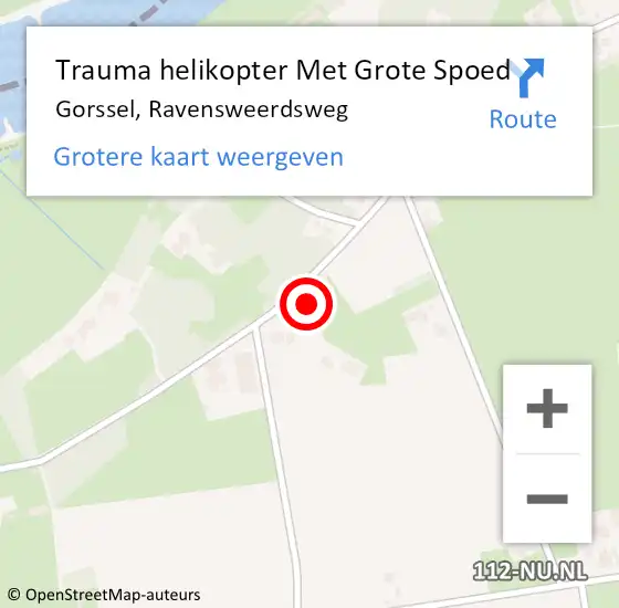 Locatie op kaart van de 112 melding: Trauma helikopter Met Grote Spoed Naar Gorssel, Ravensweerdsweg op 20 september 2022 17:47