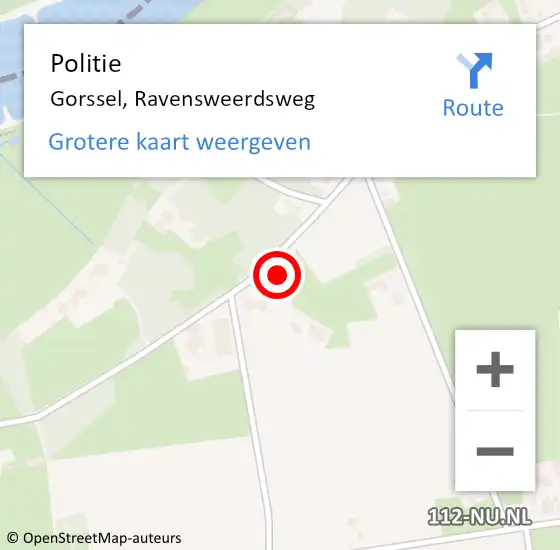 Locatie op kaart van de 112 melding: Politie Gorssel, Ravensweerdsweg op 20 september 2022 17:49