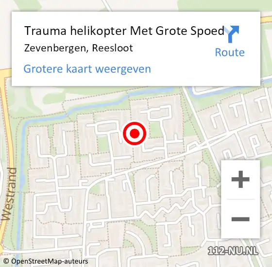 Locatie op kaart van de 112 melding: Trauma helikopter Met Grote Spoed Naar Zevenbergen, Reesloot op 20 september 2022 21:22