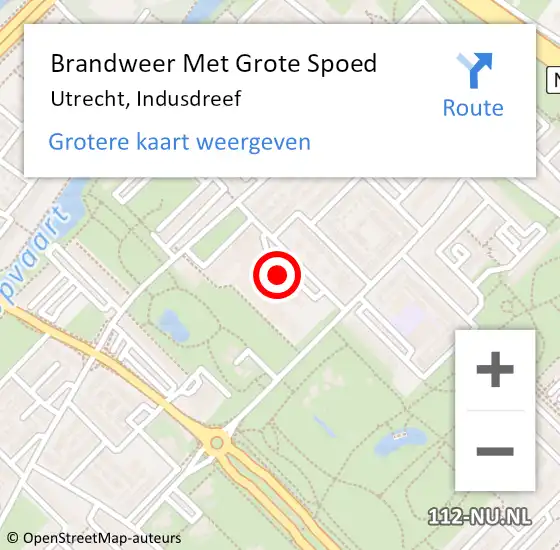Locatie op kaart van de 112 melding: Brandweer Met Grote Spoed Naar Utrecht, Indusdreef op 20 september 2022 21:33