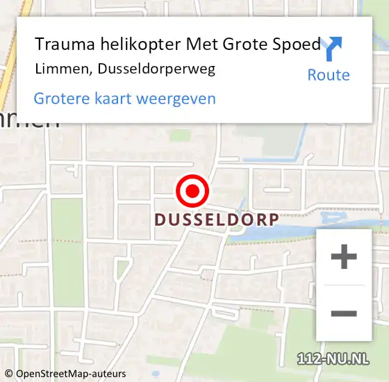 Locatie op kaart van de 112 melding: Trauma helikopter Met Grote Spoed Naar Limmen, Dusseldorperweg op 20 september 2022 21:48