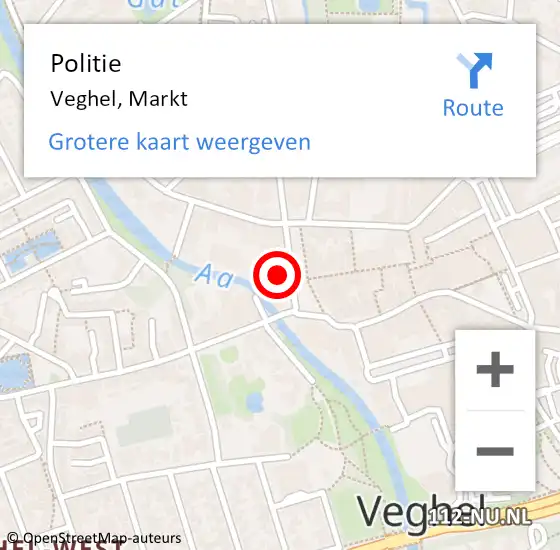 Locatie op kaart van de 112 melding: Politie Veghel, Markt op 20 september 2022 23:38