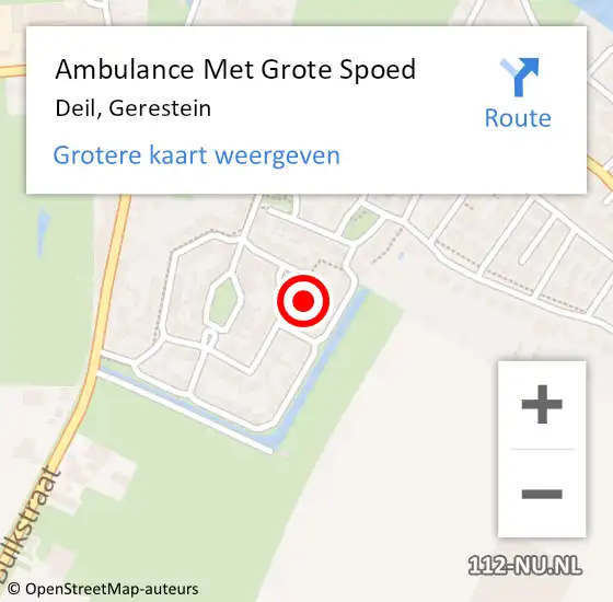 Locatie op kaart van de 112 melding: Ambulance Met Grote Spoed Naar Deil, Gerestein op 21 september 2022 08:03