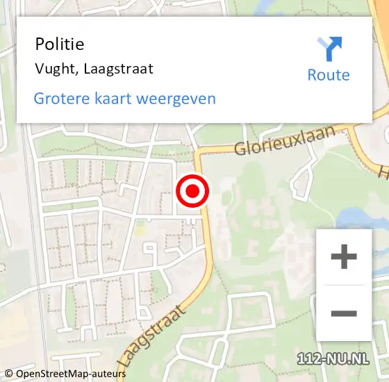 Locatie op kaart van de 112 melding: Politie Vught, Laagstraat op 21 september 2022 10:21