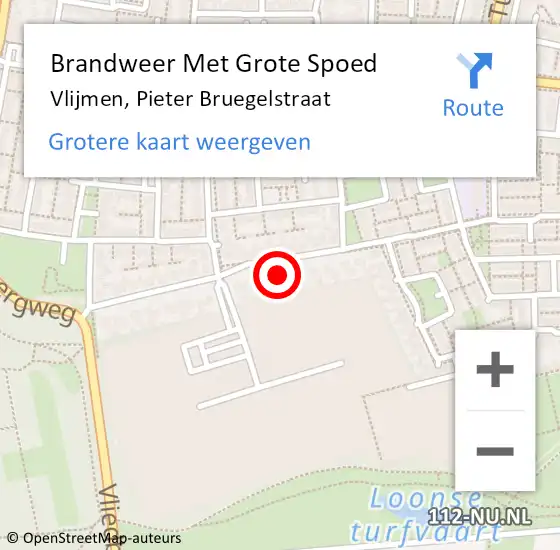 Locatie op kaart van de 112 melding: Brandweer Met Grote Spoed Naar Vlijmen, Pieter Bruegelstraat op 21 september 2022 10:44