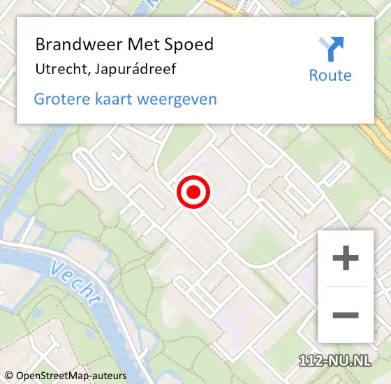 Locatie op kaart van de 112 melding: Brandweer Met Spoed Naar Utrecht, Japurádreef op 21 september 2022 12:04