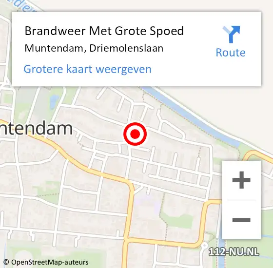Locatie op kaart van de 112 melding: Brandweer Met Grote Spoed Naar Muntendam, Driemolenslaan op 21 september 2022 13:00