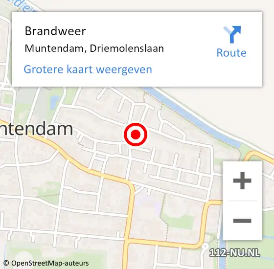Locatie op kaart van de 112 melding: Brandweer Muntendam, Driemolenslaan op 21 september 2022 13:03