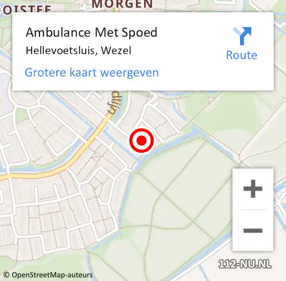 Locatie op kaart van de 112 melding: Ambulance Met Spoed Naar Hellevoetsluis, Wezel op 21 september 2022 13:10