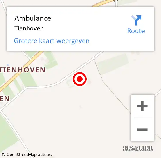 Locatie op kaart van de 112 melding: Ambulance Tienhoven op 21 september 2022 13:15