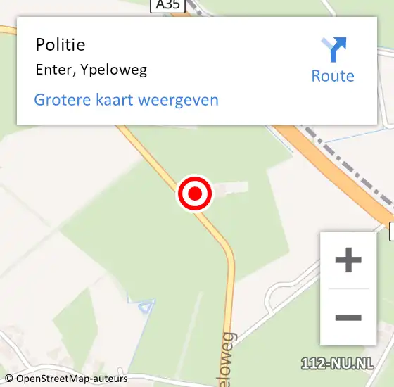Locatie op kaart van de 112 melding: Politie Enter, Ypeloweg op 21 september 2022 13:21