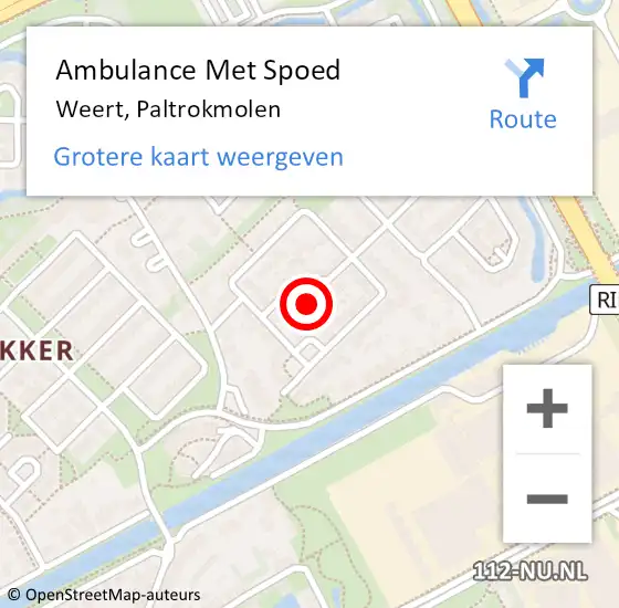 Locatie op kaart van de 112 melding: Ambulance Met Spoed Naar Weert, Paltrokmolen op 21 september 2022 13:45