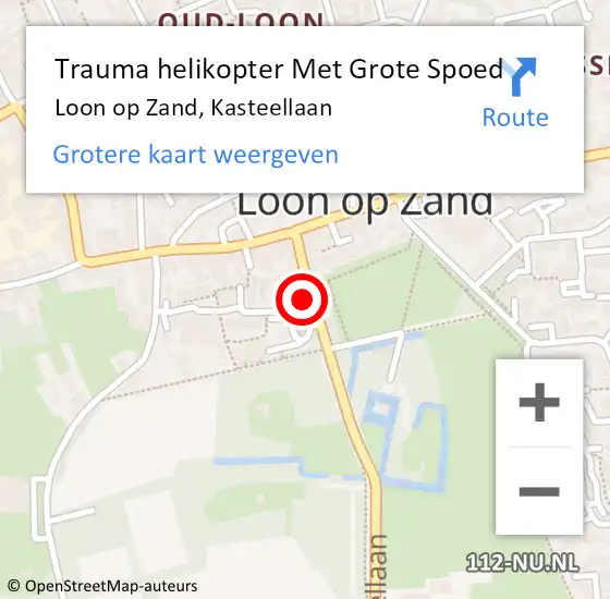 Locatie op kaart van de 112 melding: Trauma helikopter Met Grote Spoed Naar Loon op Zand, Kasteellaan op 21 september 2022 14:12