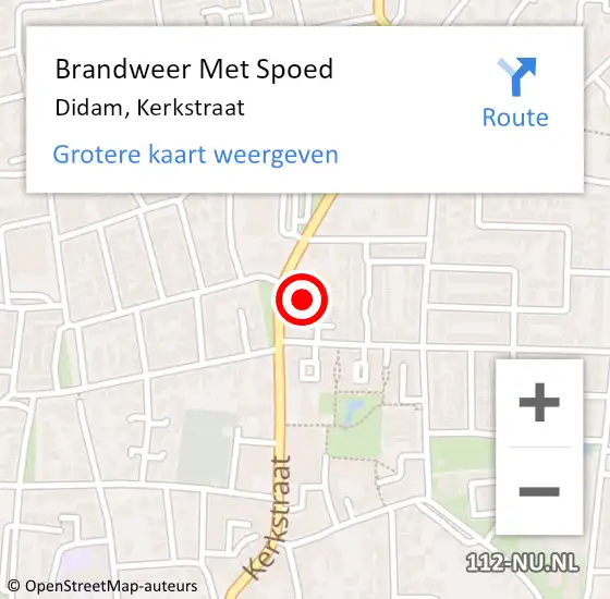 Locatie op kaart van de 112 melding: Brandweer Met Spoed Naar Didam, Kerkstraat op 21 september 2022 14:14