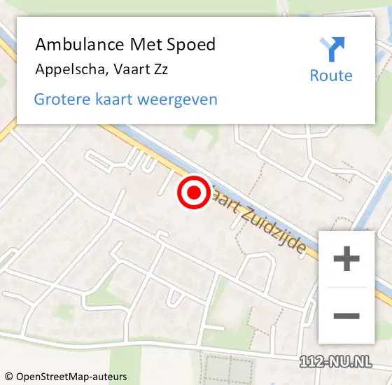 Locatie op kaart van de 112 melding: Ambulance Met Spoed Naar Appelscha, Vaart Zz op 21 september 2022 14:55