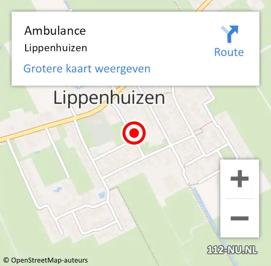 Locatie op kaart van de 112 melding: Ambulance Lippenhuizen op 21 september 2022 15:20