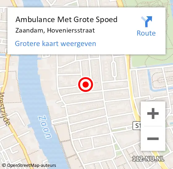 Locatie op kaart van de 112 melding: Ambulance Met Grote Spoed Naar Zaandam, Hoveniersstraat op 21 september 2022 16:00