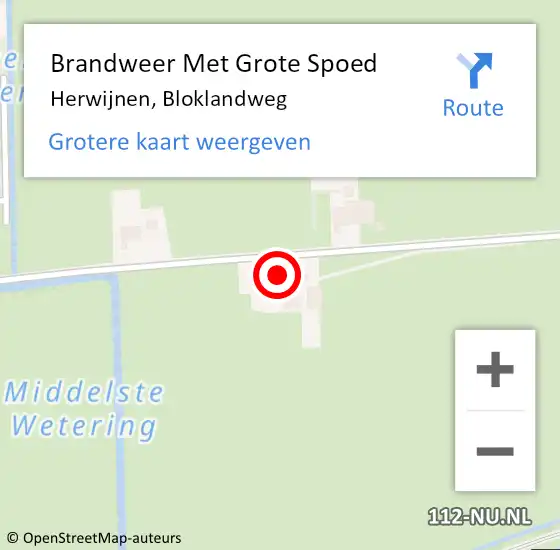 Locatie op kaart van de 112 melding: Brandweer Met Grote Spoed Naar Herwijnen, Bloklandweg op 21 september 2022 16:26