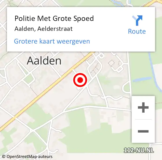 Locatie op kaart van de 112 melding: Politie Met Grote Spoed Naar Aalden, Aelderstraat op 21 september 2022 17:46