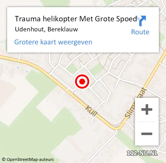 Locatie op kaart van de 112 melding: Trauma helikopter Met Grote Spoed Naar Udenhout, Bereklauw op 21 september 2022 17:55