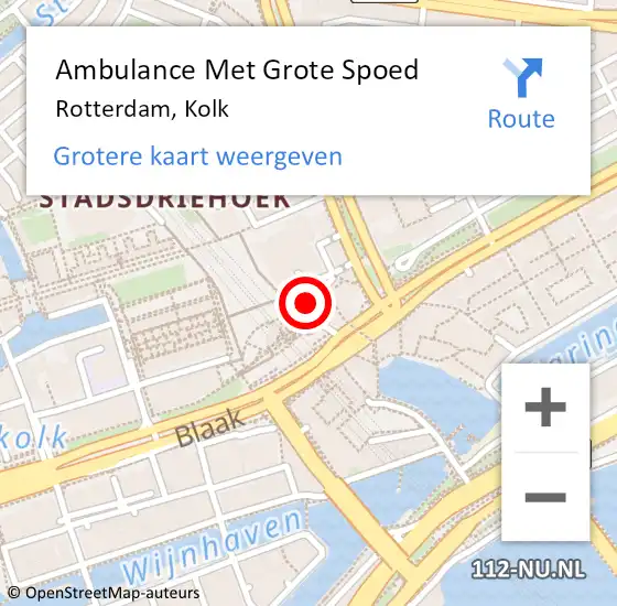 Locatie op kaart van de 112 melding: Ambulance Met Grote Spoed Naar Rotterdam, Kolk op 21 september 2022 20:29