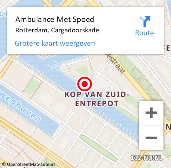 Locatie op kaart van de 112 melding: Ambulance Met Spoed Naar Rotterdam, Cargadoorskade op 21 september 2022 23:01