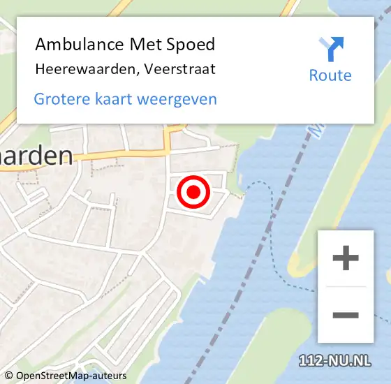 Locatie op kaart van de 112 melding: Ambulance Met Spoed Naar Heerewaarden, Veerstraat op 22 september 2022 04:02