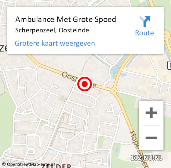 Locatie op kaart van de 112 melding: Ambulance Met Grote Spoed Naar Scherpenzeel, Oosteinde op 22 september 2022 06:07