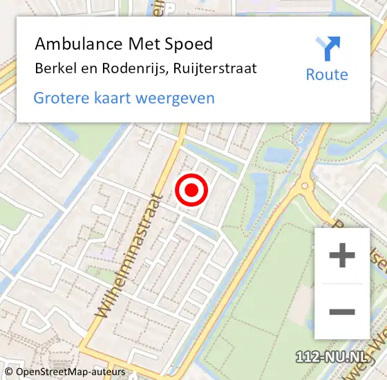 Locatie op kaart van de 112 melding: Ambulance Met Spoed Naar Berkel en Rodenrijs, Ruijterstraat op 22 september 2022 07:16