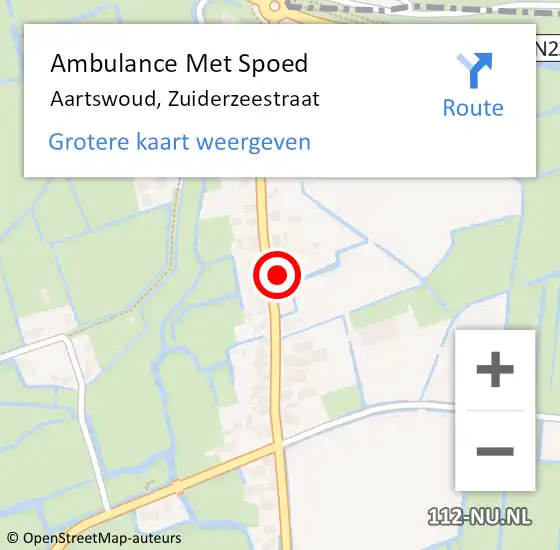 Locatie op kaart van de 112 melding: Ambulance Met Spoed Naar Aartswoud, Zuiderzeestraat op 22 september 2022 07:20