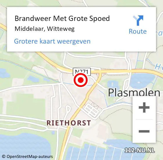 Locatie op kaart van de 112 melding: Brandweer Met Grote Spoed Naar Middelaar, Witteweg op 22 september 2022 07:26