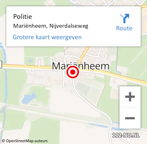Locatie op kaart van de 112 melding: Politie Mariënheem, Nijverdalseweg op 22 september 2022 07:48