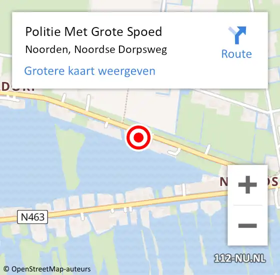Locatie op kaart van de 112 melding: Politie Met Grote Spoed Naar Noorden, Noordse Dorpsweg op 22 september 2022 08:11