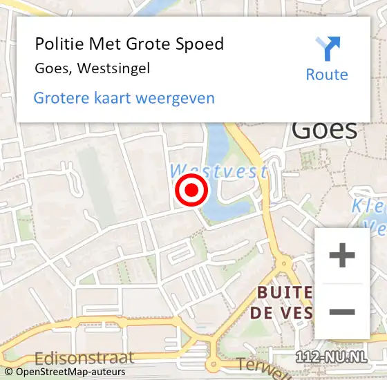 Locatie op kaart van de 112 melding: Politie Met Grote Spoed Naar Goes, Westsingel op 22 september 2022 09:12