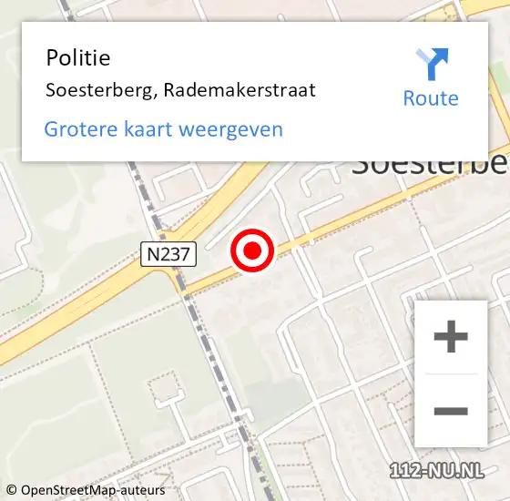 Locatie op kaart van de 112 melding: Politie Soesterberg, Rademakerstraat op 22 september 2022 10:51