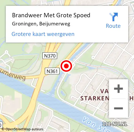 Locatie op kaart van de 112 melding: Brandweer Met Grote Spoed Naar Groningen, Beijumerweg op 22 september 2022 11:44