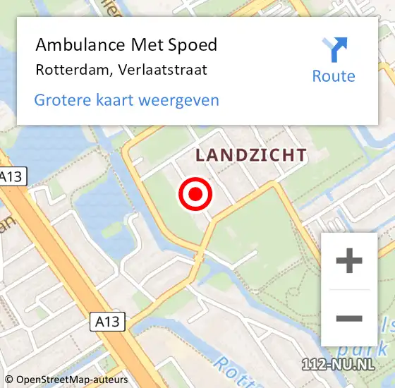Locatie op kaart van de 112 melding: Ambulance Met Spoed Naar Rotterdam, Verlaatstraat op 22 september 2022 11:50