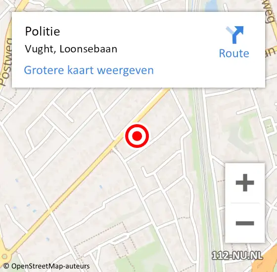 Locatie op kaart van de 112 melding: Politie Vught, Loonsebaan op 22 september 2022 11:52
