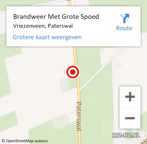 Locatie op kaart van de 112 melding: Brandweer Met Grote Spoed Naar Vriezenveen, Paterswal op 22 september 2022 12:20