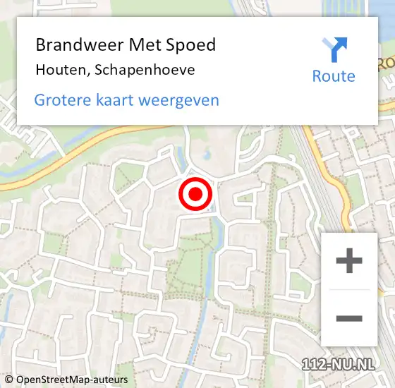 Locatie op kaart van de 112 melding: Brandweer Met Spoed Naar Houten, Schapenhoeve op 22 september 2022 12:55
