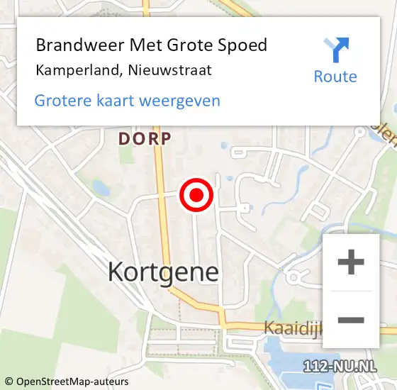 Locatie op kaart van de 112 melding: Brandweer Met Grote Spoed Naar Kamperland, Nieuwstraat op 22 september 2022 13:05