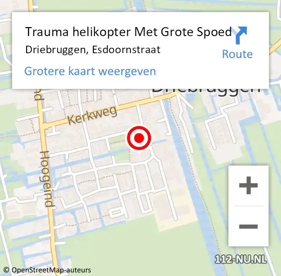 Locatie op kaart van de 112 melding: Trauma helikopter Met Grote Spoed Naar Driebruggen, Esdoornstraat op 22 september 2022 14:08