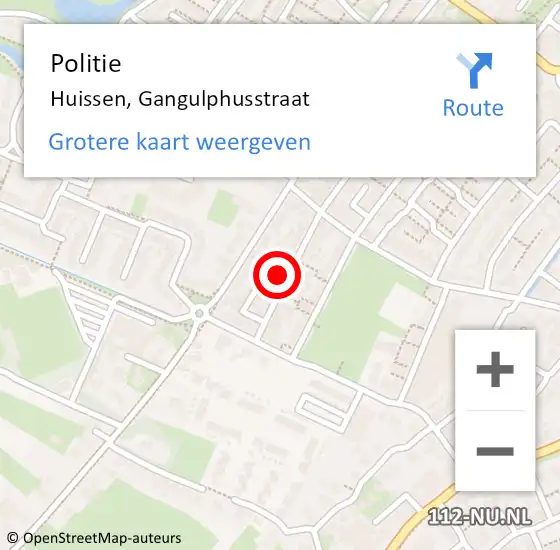 Locatie op kaart van de 112 melding: Politie Huissen, Gangulphusstraat op 22 september 2022 14:57